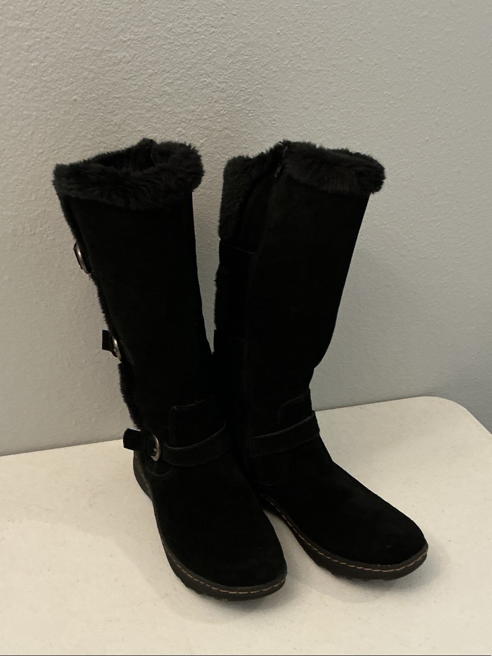 BareTraps Ayden Black Suede Tall Winter Boots